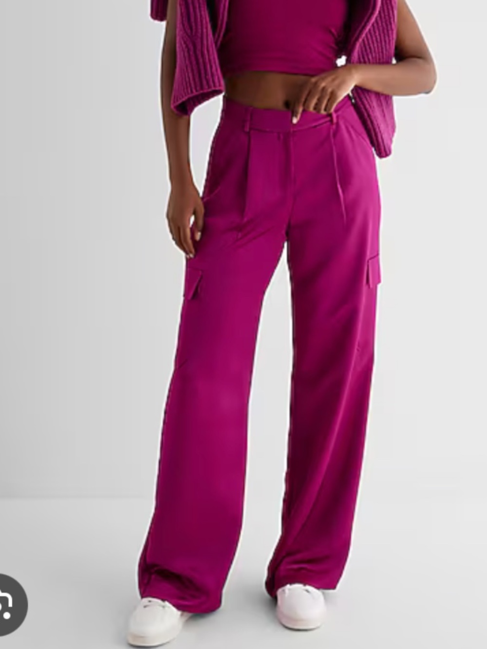 Pink Satin Trouser Cargo Pant